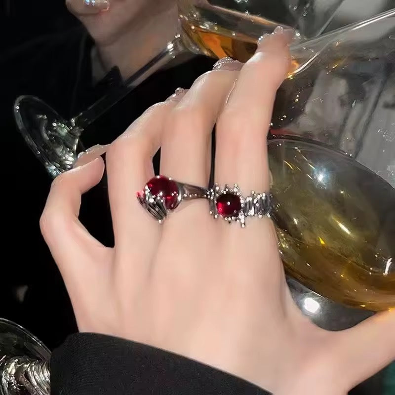 PACK 2 ANILLOS GEMA ROJA