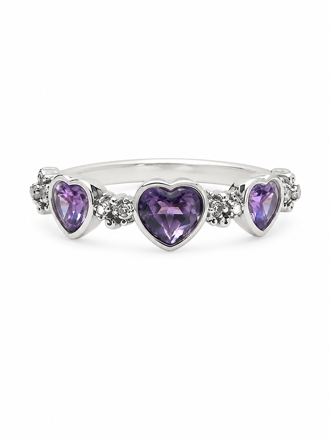 ANILLO CORAZONES MORADOS