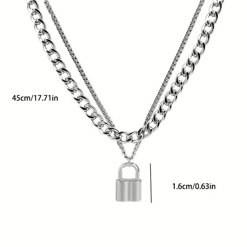 COLLAR DOBLE CADENA CANDADO