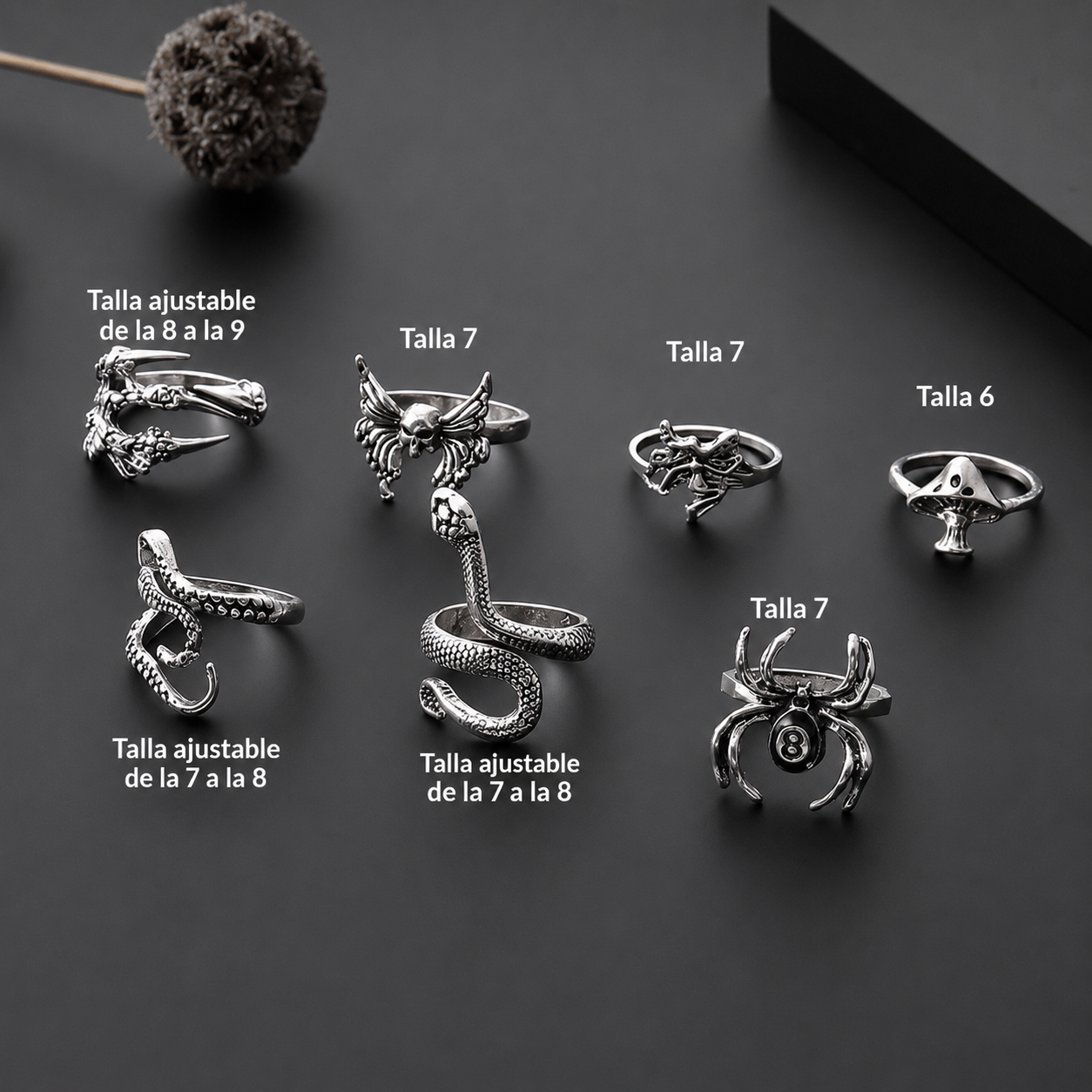 PACK 7 ANILLOS WILD GOTIC