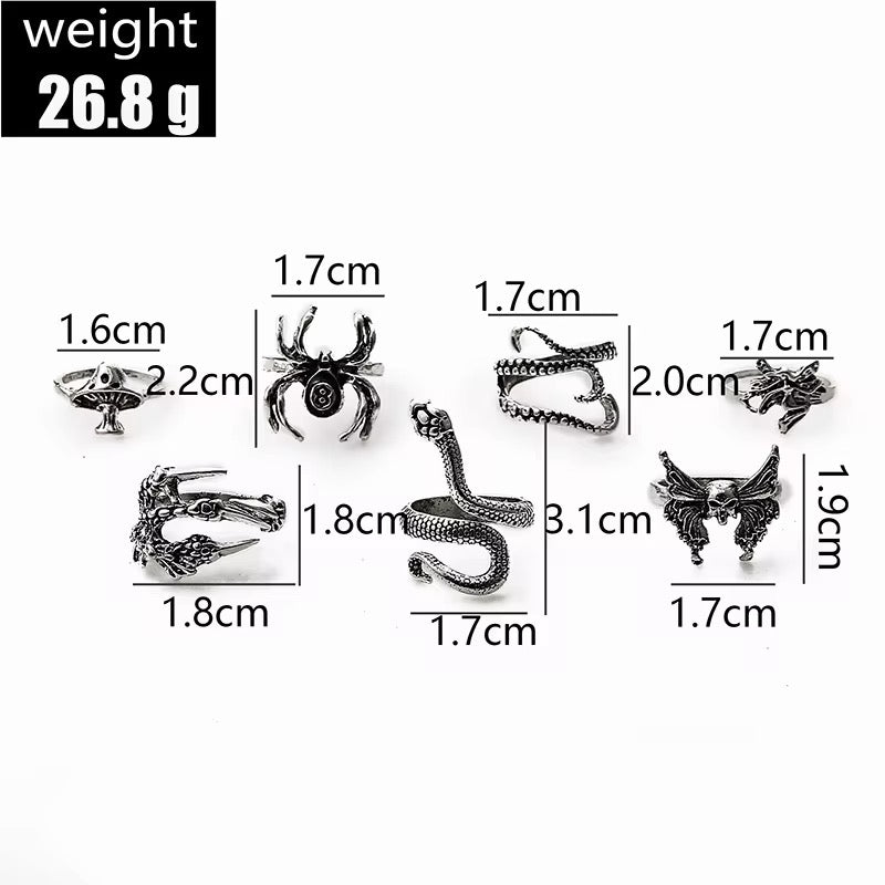 PACK 7 ANILLOS WILD GOTIC