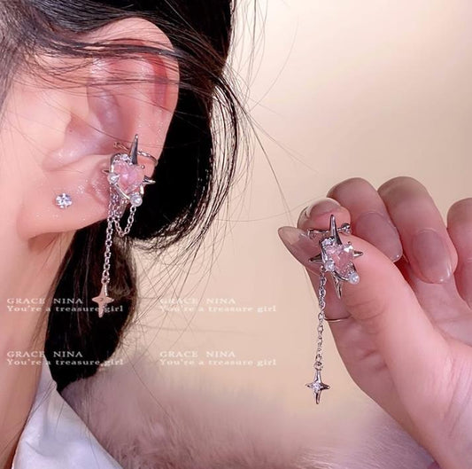ARETES CORAZÓN ROSA A PRESIÓN