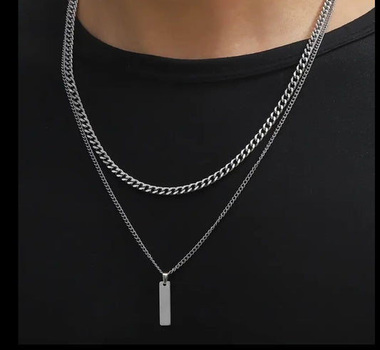 COLLAR PLACA DOBLE CADENA