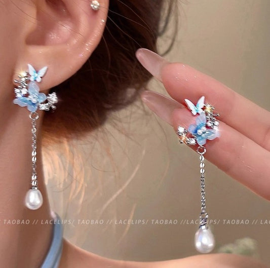 ARETES MARIPOSAS PERLA