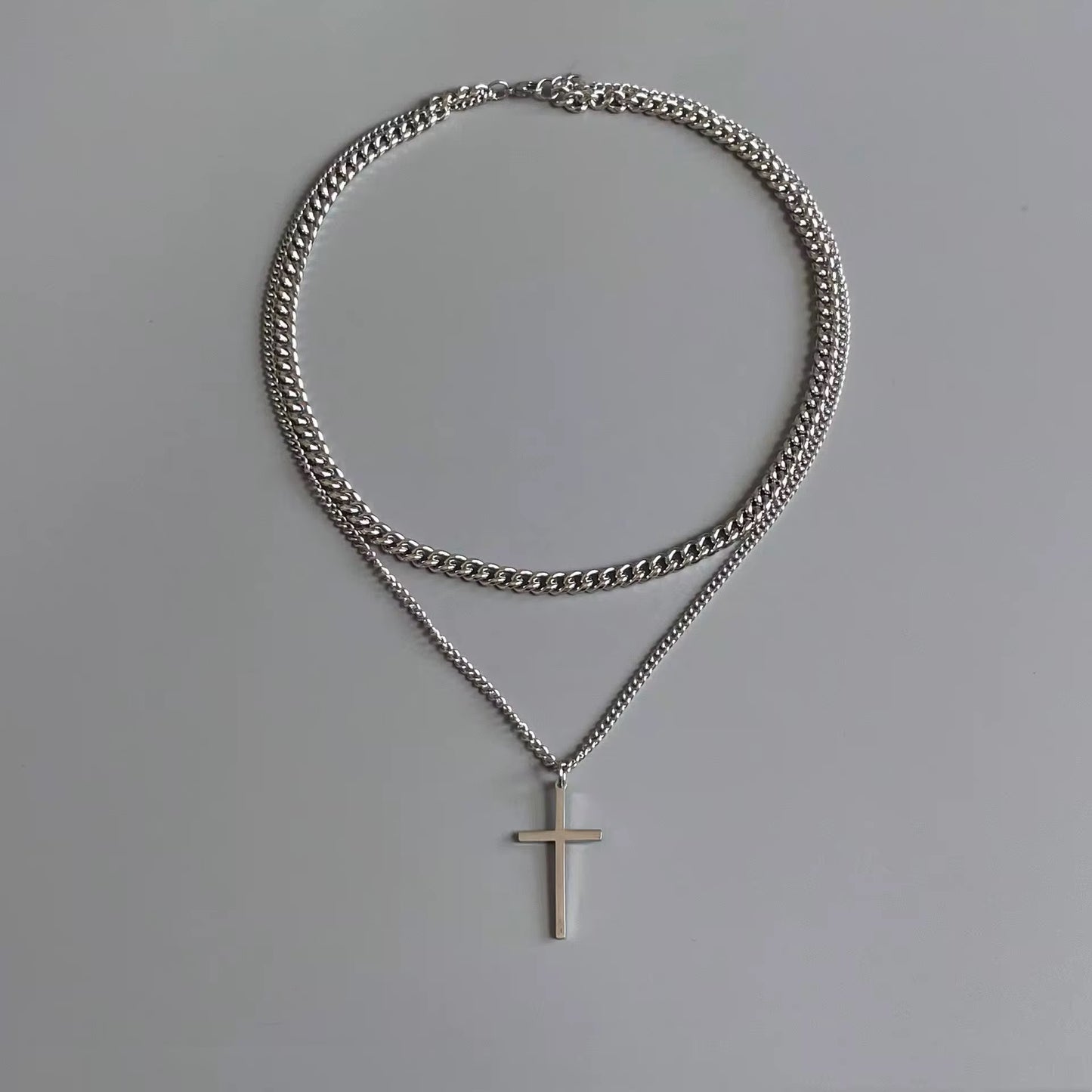 COLLAR CADENA DOBLE CRUZ