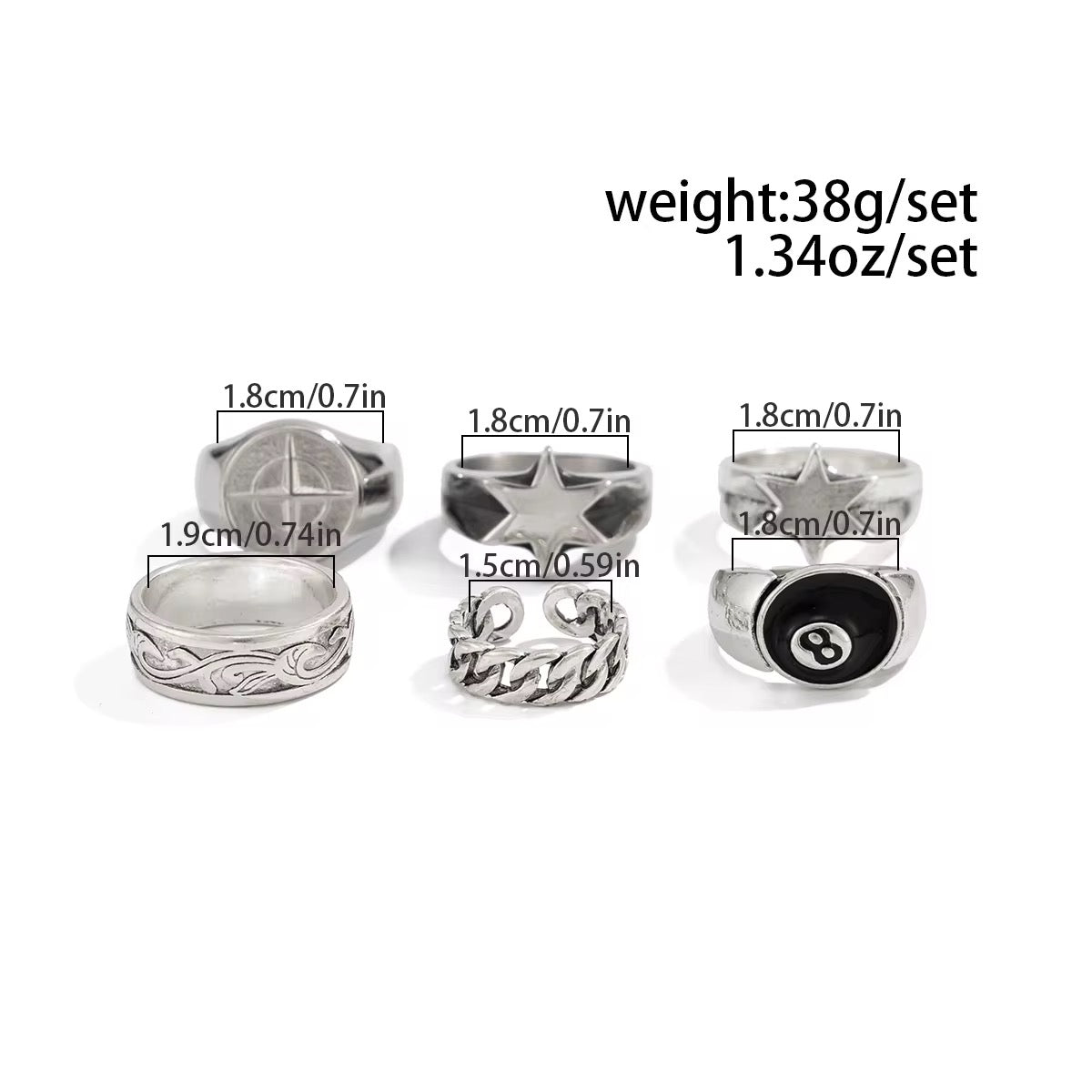 PACK 6 ANILLOS FALLEN STAR