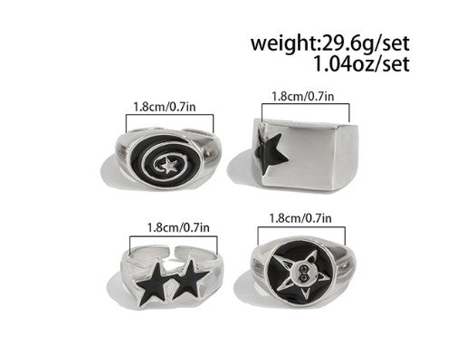 PACK 4 ANILLOS ESTRELLAS