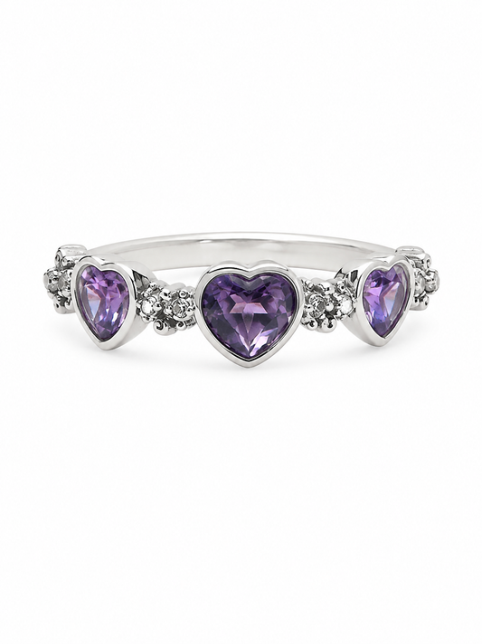 ANILLO CORAZONES MORADOS
