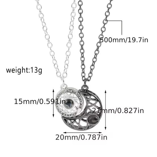 COLLARES LUNA Y SOL 100 IDIOMAS TE AMO