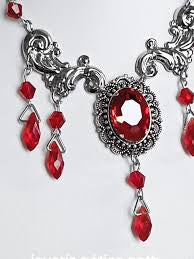 COLLAR PERLA ROJA CON GOTAS