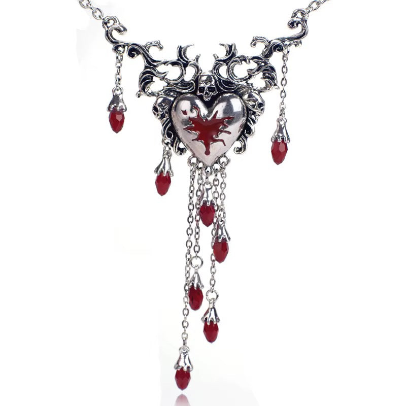 COLLAR CORAZÓN CALAVERAS GOTAS