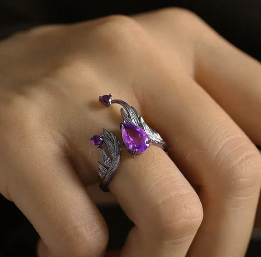 ANILLO ALAS PERLA MORADA