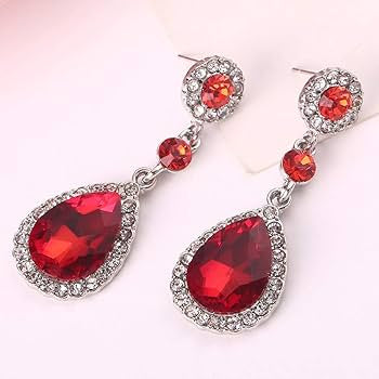 ARETES GEMAS ROJAS