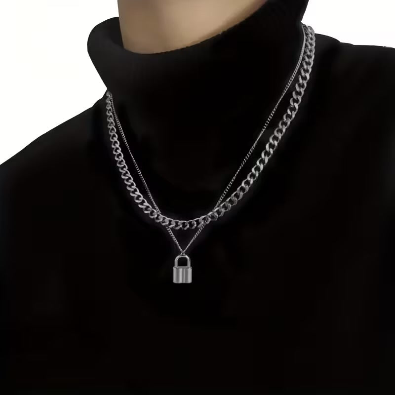 COLLAR DOBLE CADENA CANDADO