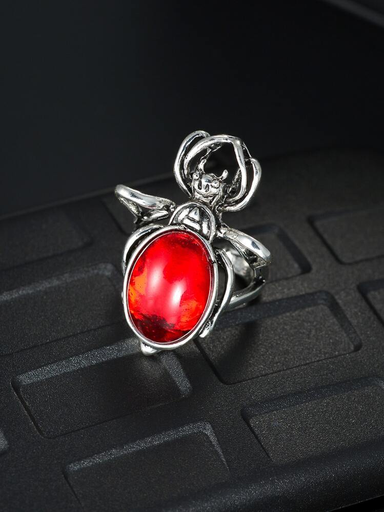 ANILLO ARAÑA PERLA ROJA