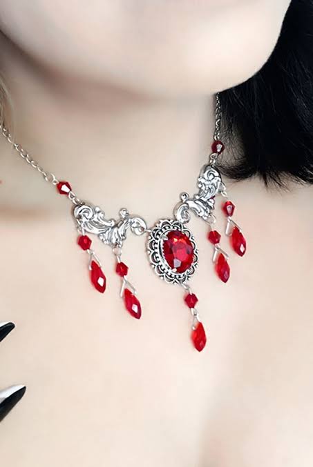 COLLAR PERLA ROJA CON GOTAS